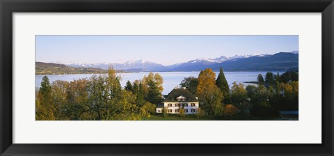 Framed Villa at the waterfront, Lake Zurich, Zurich, Switzerland Print