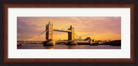 Framed Tower Bridge London England with Orange Sky Print