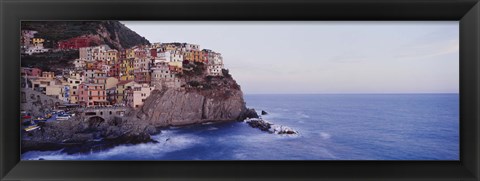 Framed Town on a hillside, Manarola, Riomaggiore, Cinque Terre, Liguria, Italy Print