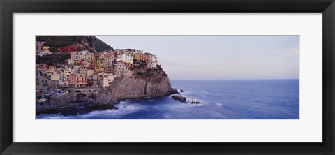 Framed Town on a hillside, Manarola, Riomaggiore, Cinque Terre, Liguria, Italy Print