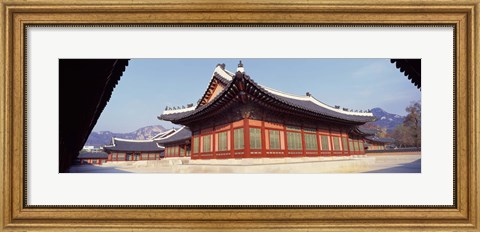 Framed Courtyard of a palace, Kyongbok Palace, Seoul, South Korea, Korea Print