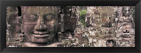 Framed Stone Faces Bayon Angkor Siem Reap Cambodia Print