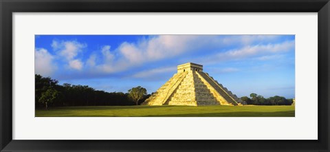 Framed Pyramid in a field, Kukulkan Pyramid, Chichen Itza, Yucatan, Mexico Print