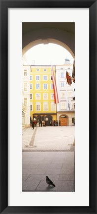 Framed Facade of a building, Birthplace Of Wolfgang Amadeus Mozart, Getreidegasse, Salzburg, Austria Print