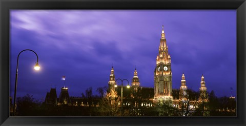 Framed Austria, Vienna, Rathaus, night Print