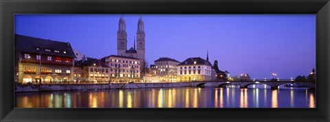 Framed Commercial District, Limmatquai, Zurich, Switzerland Print