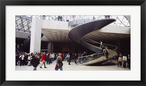 Framed Group of people in a museum, Louvre Pyramid, Paris, France Print