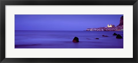 Framed Cefalu At Dusk, Sicily, Italy Print