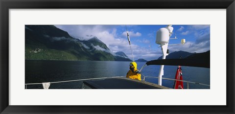 Framed Sailor on a yacht, New Zealand Print