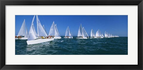 Framed Sailboats racing in the ocean, Key West, Florida Print