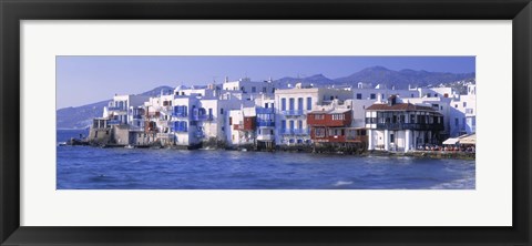 Framed Buildings on the Waterfront, Mykonos, Greece Print