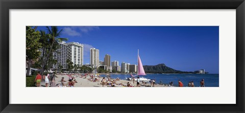 Framed Waikiki Beach Oahu Island HI USA Print