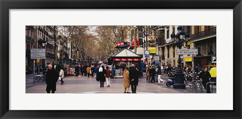 Framed Tourists in a street, Barcelona, Spain Print