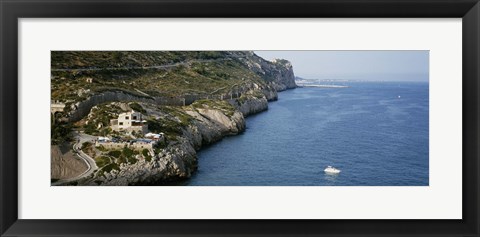 Framed Aerial view of a coastline, Barcelona, Spain Print