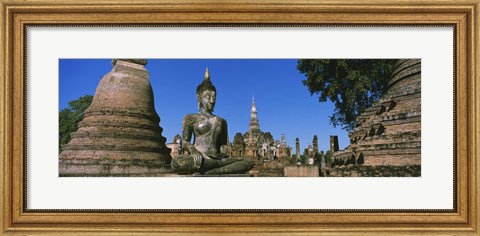 Framed Statue Of Buddha In A Temple, Wat Mahathat, Sukhothai, Thailand Print