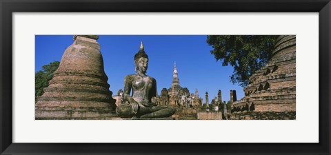 Framed Statue Of Buddha In A Temple, Wat Mahathat, Sukhothai, Thailand Print