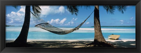 Framed Hammock on the beach, Cook Islands South Pacific Print