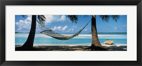 Framed Hammock on the beach, Cook Islands South Pacific Print