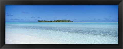 Framed Island in the ocean, Maina, Aitutaki, Cook Islands Print