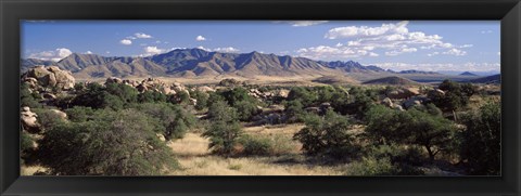 Framed Clouded Sky Over Arid Landscape, Dragoon Mountains, Texas Valley, Arizona, USA Print