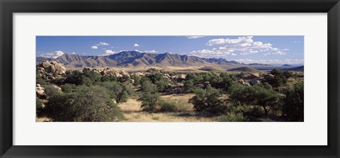 Framed Clouded Sky Over Arid Landscape, Dragoon Mountains, Texas Valley, Arizona, USA Print