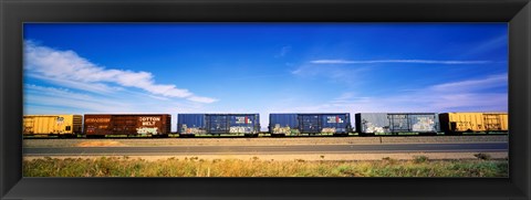 Framed Boxcars Railroad CA Print