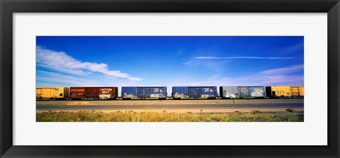 Framed Boxcars Railroad CA Print