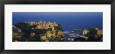 Framed High Angle View Of A City At The Waterfront, Monte Carlo, Monaco Print