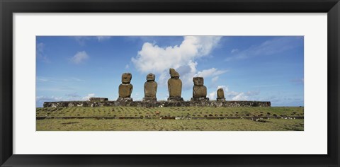 Framed Moai statues in a row, Tahai Archaeological Site,  Easter Island, Chile Print