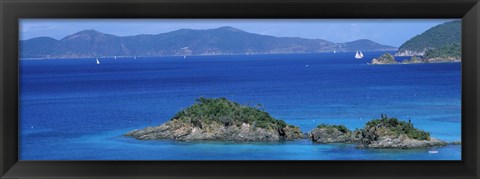 Framed Islands in the sea, Trunk Bay, St. John, US Virgin Islands Print