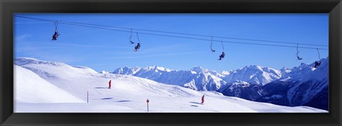 Framed Ski Lift in Mountains Switzerland Print