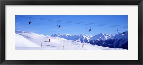 Framed Ski Lift in Mountains Switzerland Print