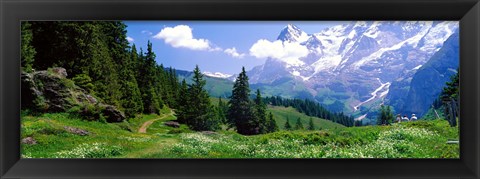 Framed Alpine Scene Near Murren Switzerland Print