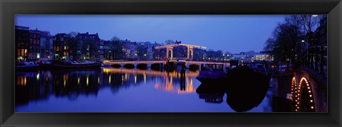 Framed Bridge at night, Amsterdam Netherlands Print