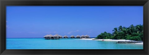 Framed Beach Cabanas, Baros, Maldives Print