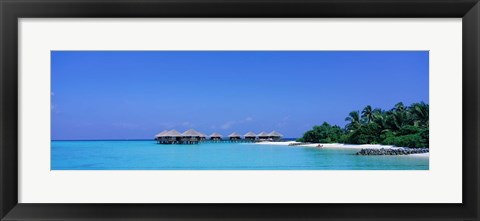 Framed Beach Cabanas, Baros, Maldives Print