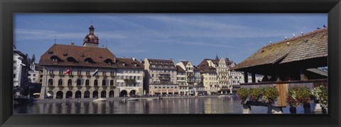 Framed Buildings on the waterfront, Lucerne, Switzerland Print