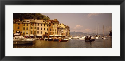 Framed Boats in a canal, Portofino, Italy Print