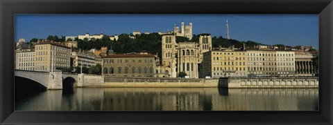 Framed Buildings On The Saone River, Lyon, France Print