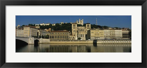 Framed Buildings On The Saone River, Lyon, France Print