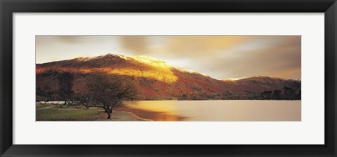 Framed Sunlight On Mountain Range, Ullswater, Lake District, Great Britain, United Kingdom Print