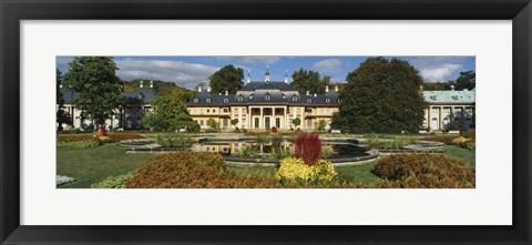 Framed Formal garden in front of a castle, Pillnitz Castle, Dresden, Germany Print