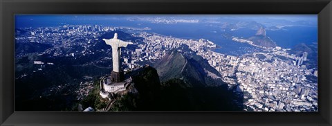 Framed View of Christ the Redeemer and Rio De Janeiro, Brazil Print