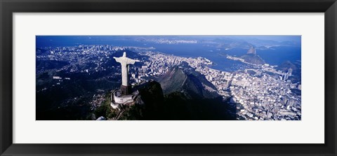 Framed View of Christ the Redeemer and Rio De Janeiro, Brazil Print