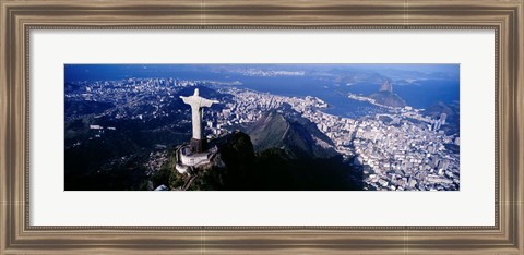 Framed View of Christ the Redeemer and Rio De Janeiro, Brazil Print