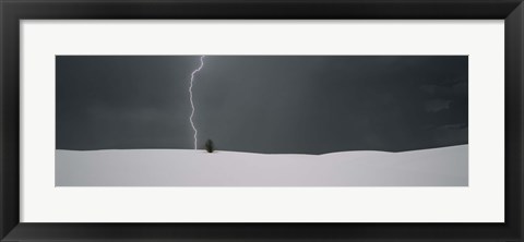 Framed Lightning in the sky over a desert, White Sands National Monument, New Mexico, USA Print