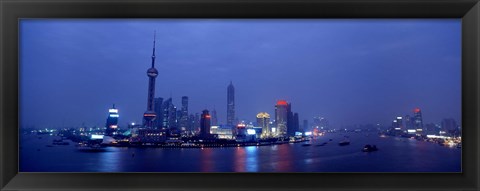 Framed Shanghai at dusk, China Print