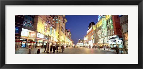 Framed Shops lit up at dusk, Wangfujing, Beijing, China Print