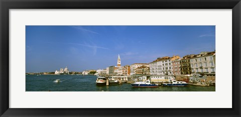 Framed Buildings along a canal with a church in the background, Santa Maria Della Salute, Grand Canal, Venice, Italy Print