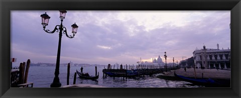 Framed Gondolas in canal with a church in the background, Sana Maria Della Salute, Grand Canal, Venice, Italy Print